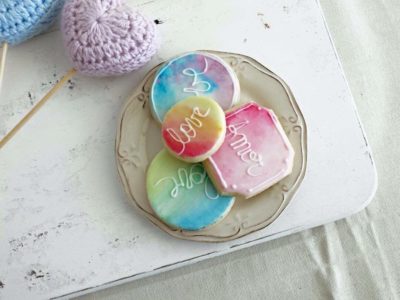 biscoito aquarela com escrita