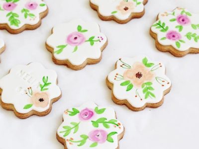 biscoito flores em aquarela